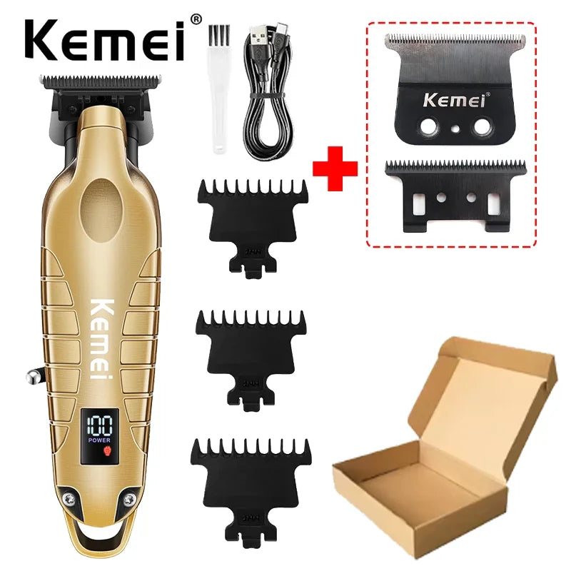 Máquina de Corte Profissional Kemei KM-1995 KM-2293 KM-T95, Aparador de Cabelo Elétrico com Display LCD