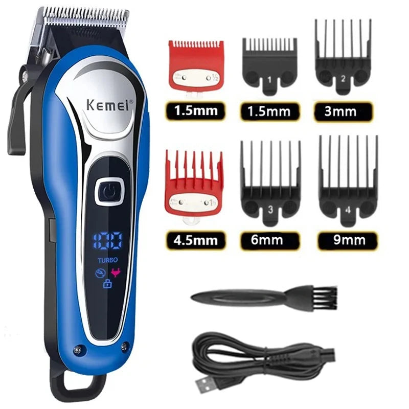 Máquina de Corte Profissional Kemei KM-1995 KM-2293 KM-T95, Aparador de Cabelo Elétrico com Display LCD