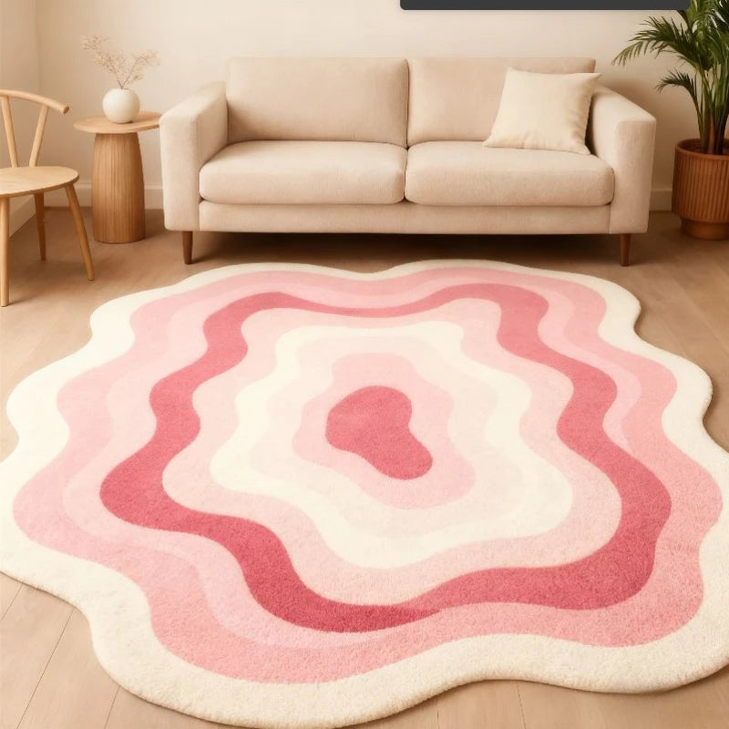 Estilo moderno decoração do quarto tapete irregular grande área para sala de estar engrossado pelúcia gradiente tapete fofo macio