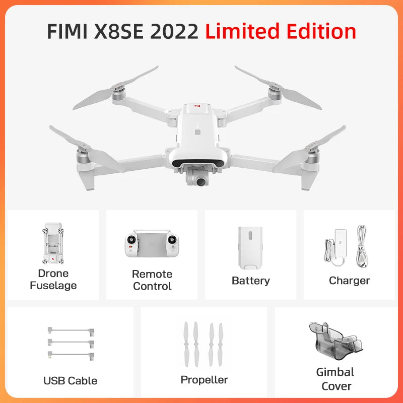 Drone FIMI X8 Pro com Sensor CMOS de 1/1.3", Câmera Profissional 4K com Gimbal de 3 Eixos, Detecção de Obstáculos, Alcance de Transmissão de 15KM, GPS