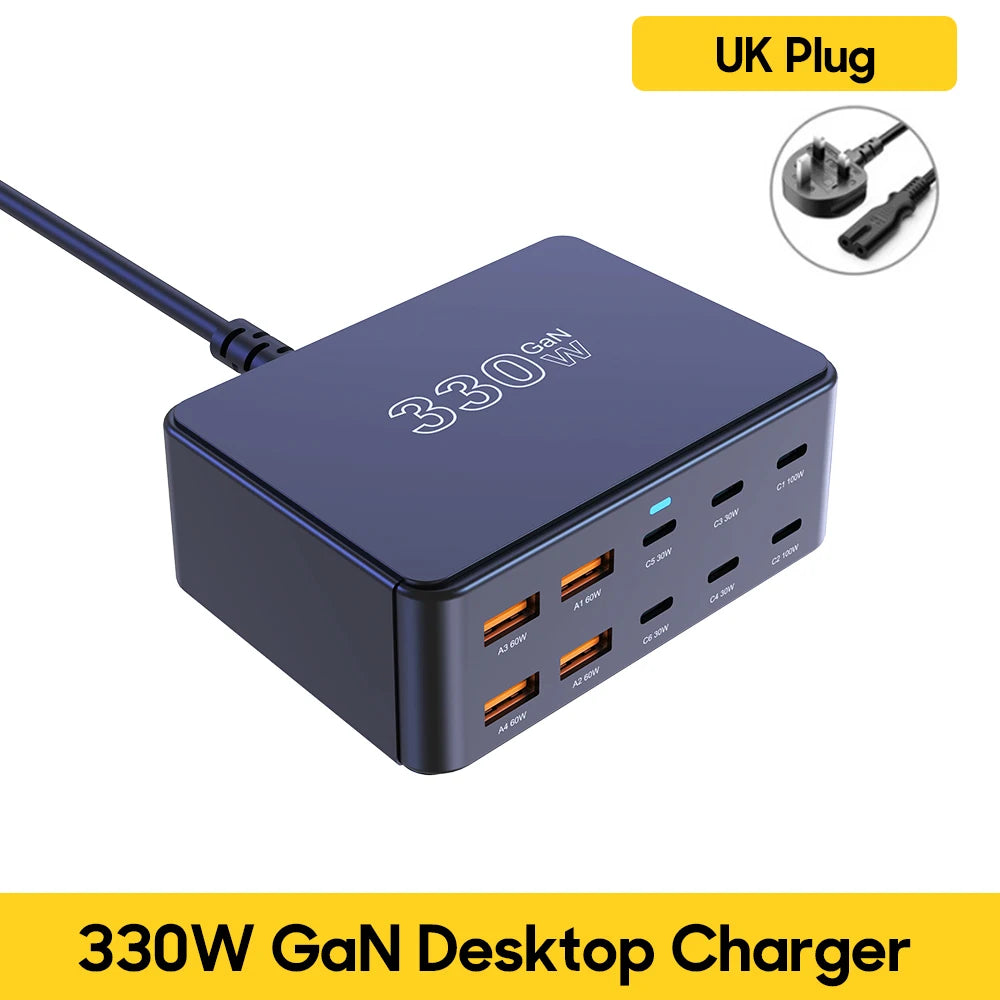 800W USB C GaN Carregador 100W PD3.0 PPS QC3.0 Estação de carregamento rápido multiporta para iPhone 15 16 Samsung Macbook Pro Laptops Tablets