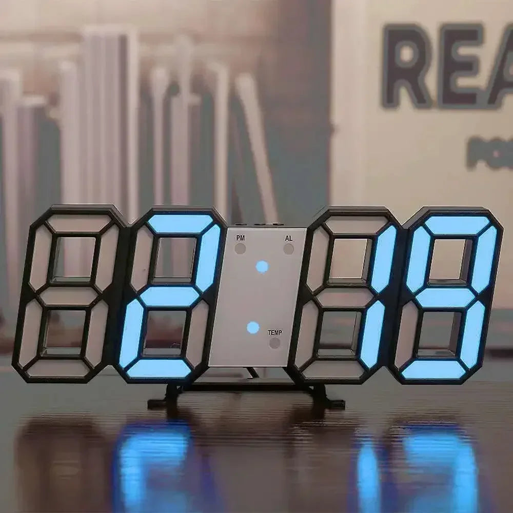 Relógio de parede digital led para decoração de casa, 3d, brilho, modo noturno, ajustável, relógio eletrônico, relógios de decoração, jardim