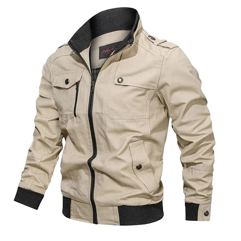 2023 novo piloto bombardeiro jaqueta casacos dos homens jaquetas de carga de algodão com bolsos com zíper retro casual jaqueta de trabalho roupas masculinas outwear