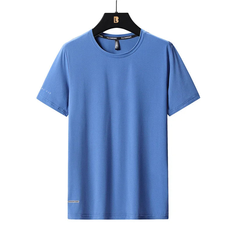 Camisetas masculinas de seda gelo de alta qualidade plus size 8xl camiseta masculina gorda camiseta respirável vestindo camisetas correndo transporte rápido