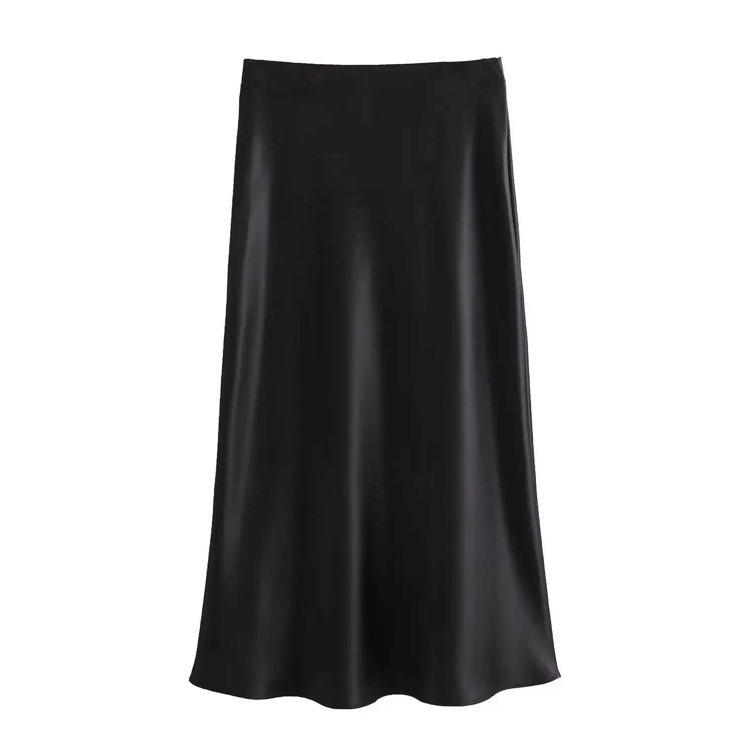 Willshela 2024 saia de cetim preto mulher cintura alta elegante saias longas para as mulheres moda verão midi saia escritório saias femininas