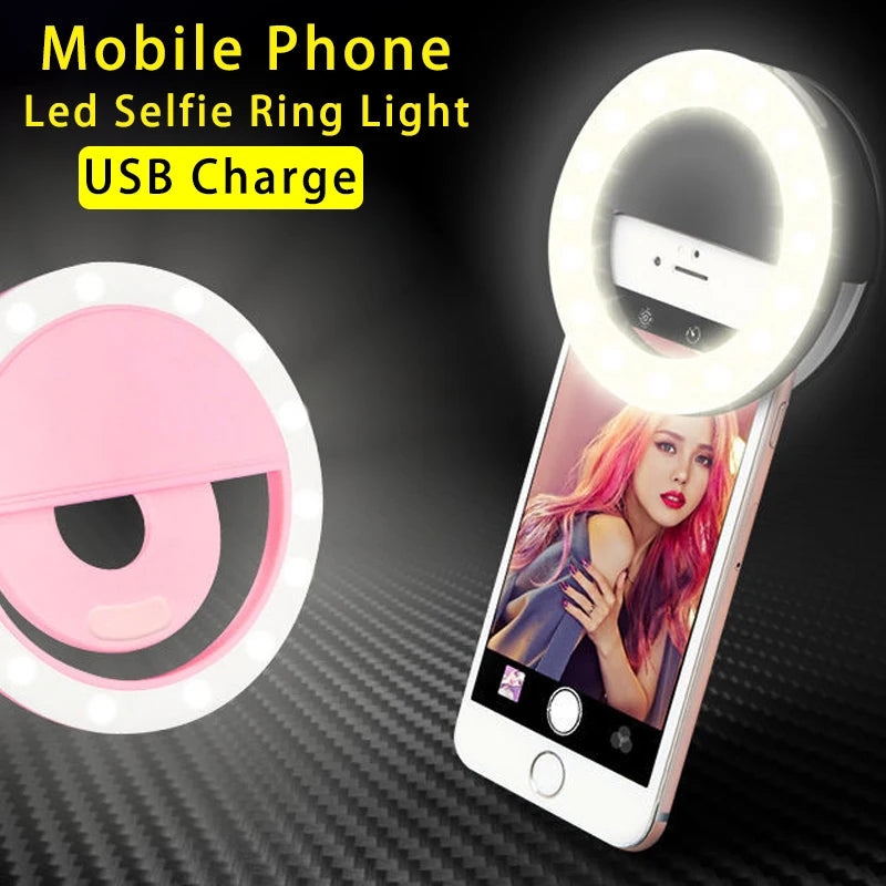 Carga usb led selfie anel de luz lente do telefone móvel led selfie lâmpada anel para telefone selfie luz RingLight