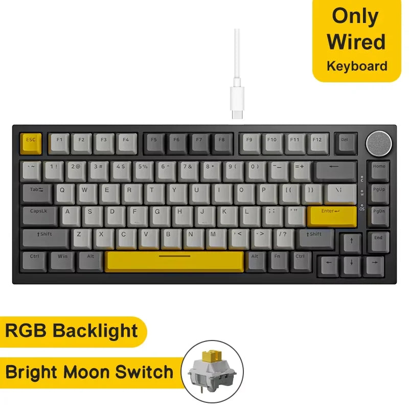 AJAZZ AK820 com fio com botões de volume rotativos, teclas hot-swap para teclados mecânicos de escritório e casa