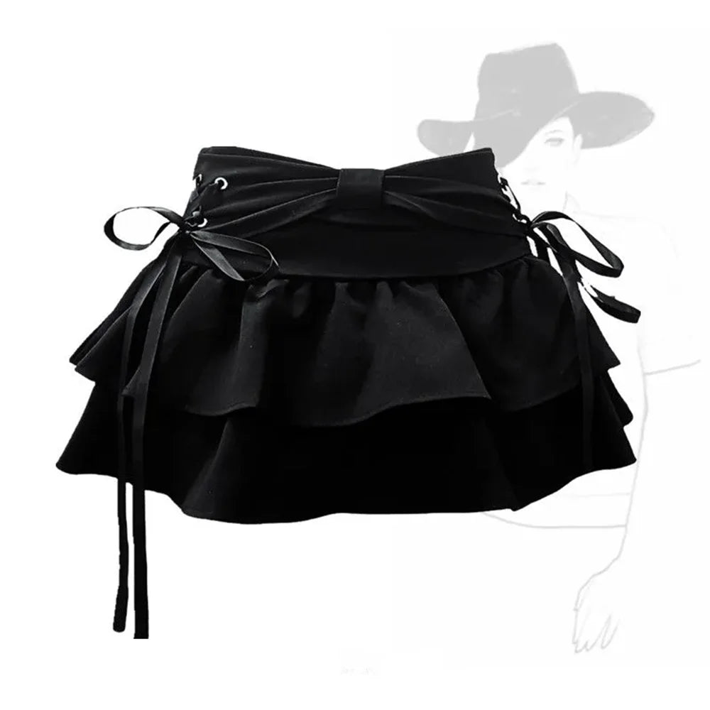 Saias Góticas Denim A-Line, Laço Kawaii, Roupa Vintage, Streetwear Americano, Sexy, Doce, Nova Moda, Y2K, Verão, Hot Girl