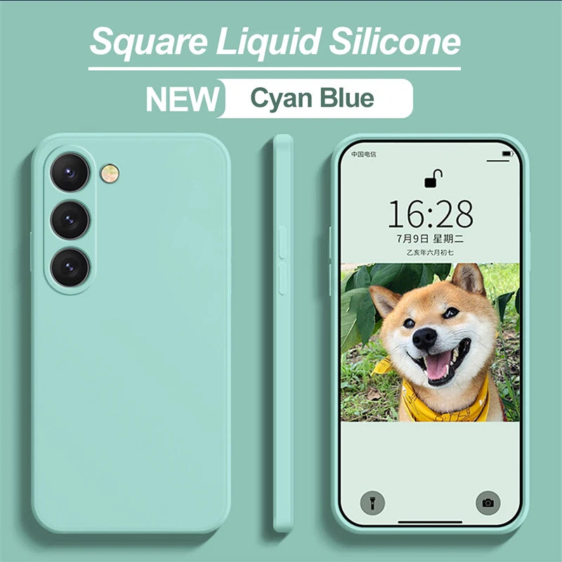 Capa de Silicone Líquido Quadrada para Samsung Galaxy S26 S25 S24 S23 S22 Ultra Plus S26Ultra - capinha Protetora Macia
