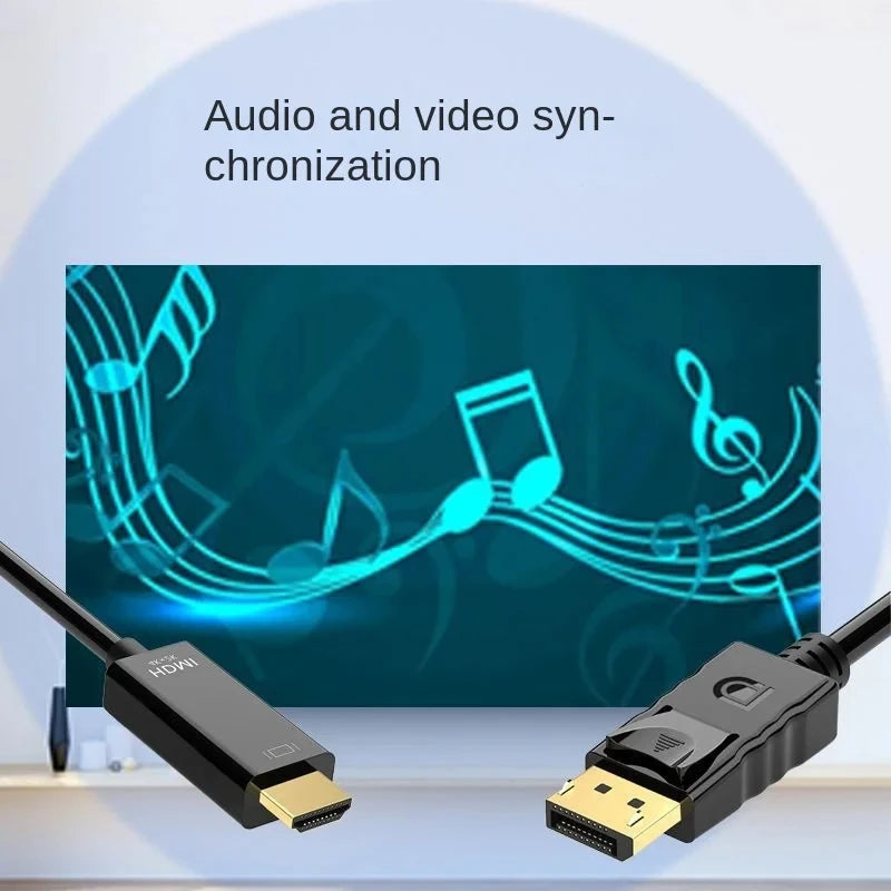 1.8m dp para hdmi-cabo 4k displayport para hd adaptador macho para fêmea displayport para hdtv conversor para monitor projetor