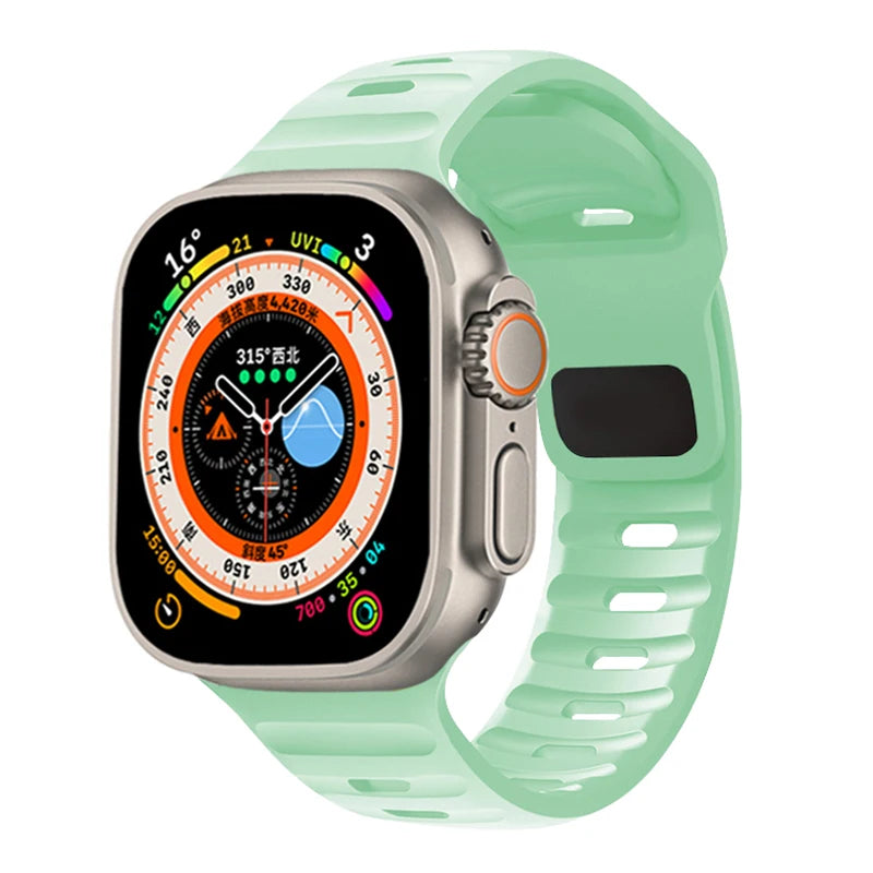 Pulseira de Silicone Sport para Apple Watch, Banda, 49mm, 45mm, 44mm, 42mm, 40mm, 41mm, 38, Pulseira Correa, iWatch Series 9, 8, 7, 6, 5, 4, 3, SE, ultra