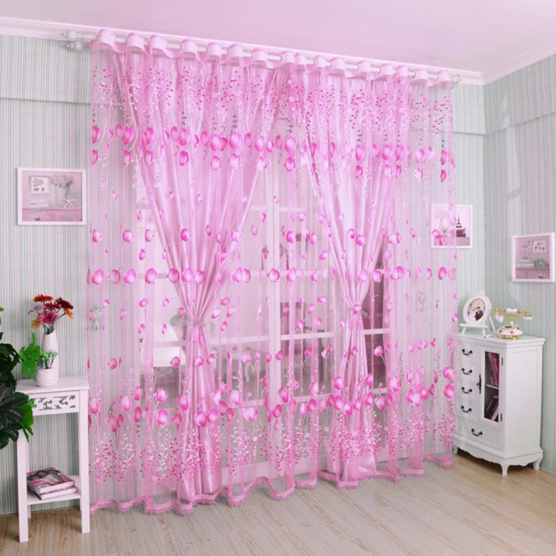 1pc moderno tulipa janela tela sala de estar quarto porta cozinha cortina decoração para casa suprimentos