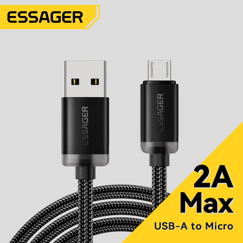Essager cabo micro usb 2a cabo usb de carregamento rápido para telefone móvel carregador de dados usb fio 3m