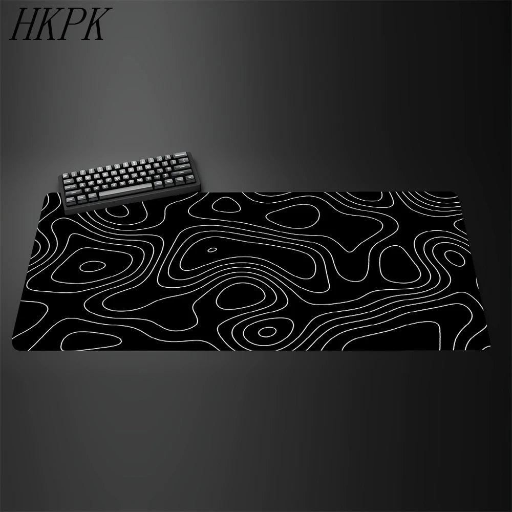 Grande tapete de mouse preto e branco mousepad jogos mousepads de borracha teclado tapetes abstrato mesa strata líquido escritório mouse pads