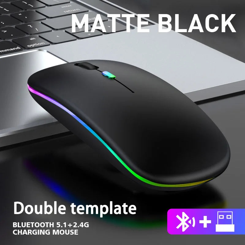 Rato sem fio bluetooth 2.4g modos duplos recarregável ratos rgb ergonômico silencioso clique mouse para computador pc ipad laptops 3600dpi