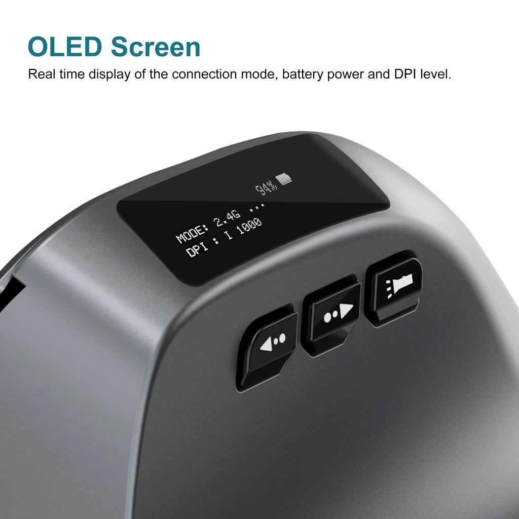 Mouse Vertical Sem Fio Lefon F26C com Tela OLED, Mouse Ergonômico Bluetooth Óptico Recarregável para Jogos em PC e Laptop