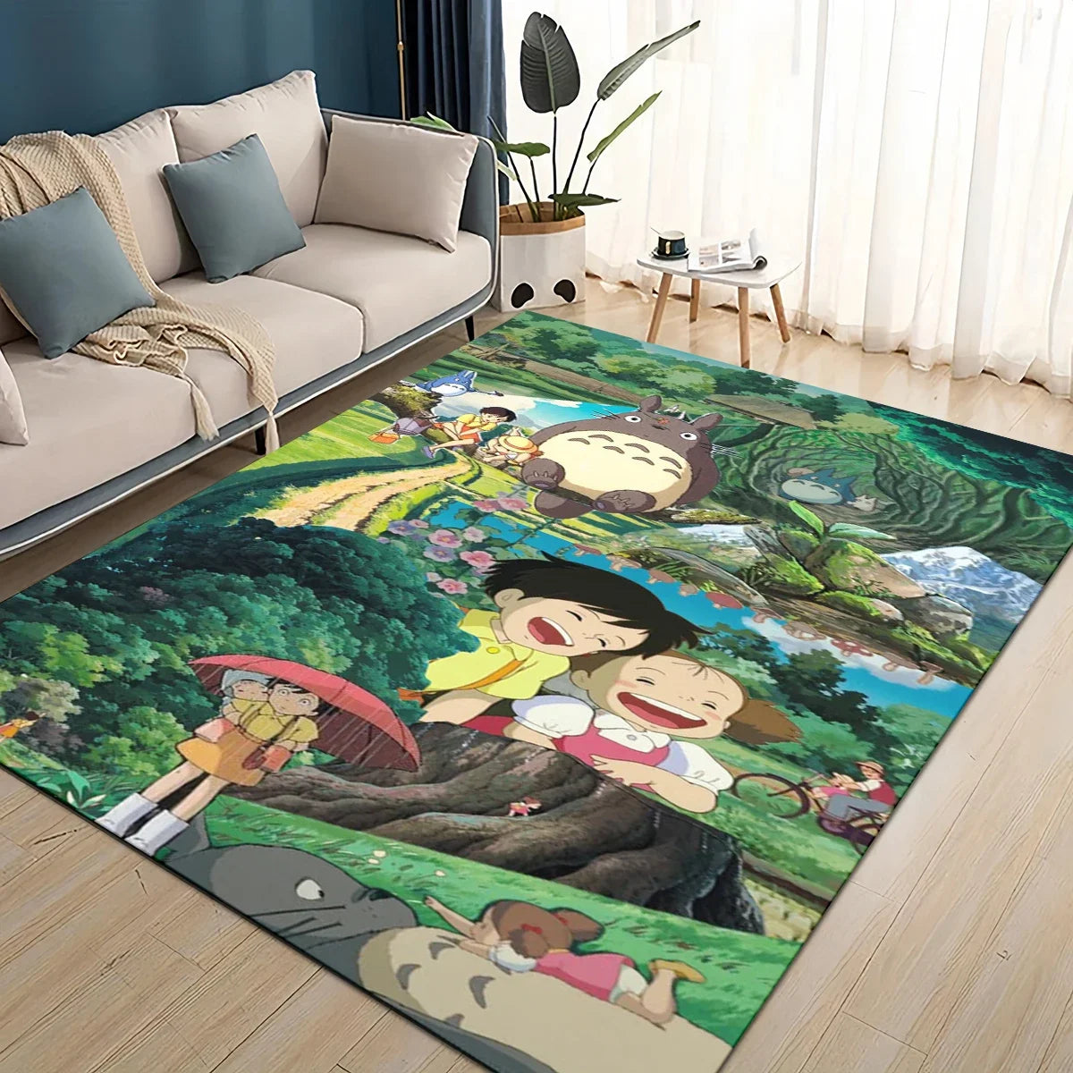 Tapete 3D T-Totoros para Sala de Estar, Quarto Infantil, Sofá, Decoração, Tapete Antiderrapante para Brincadeiras das Crianças