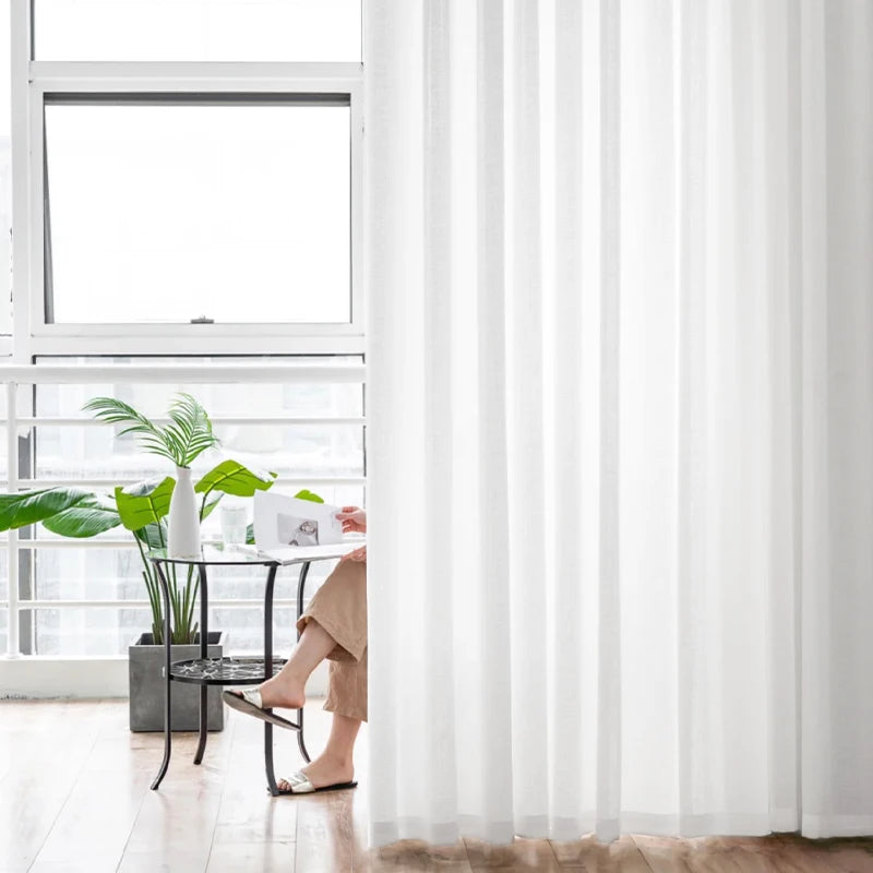 Macio branco voile sheer cortinas para sala de estar janela cor sólida tule cortina para o quarto casamento decoração casa personalizar