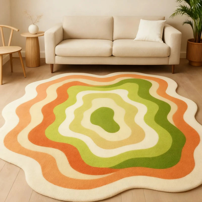 Estilo moderno decoração do quarto tapete irregular grande área para sala de estar engrossado pelúcia gradiente tapete fofo macio