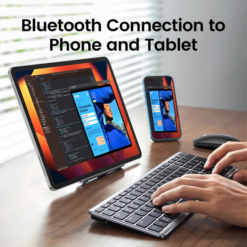 UGREEN-Teclado sem fio Bluetooth 5.0, russo, coreano, EN 99 Teclas para MacBook, iPad, PC, Tablet, USB C, Recarregável, 2.4G