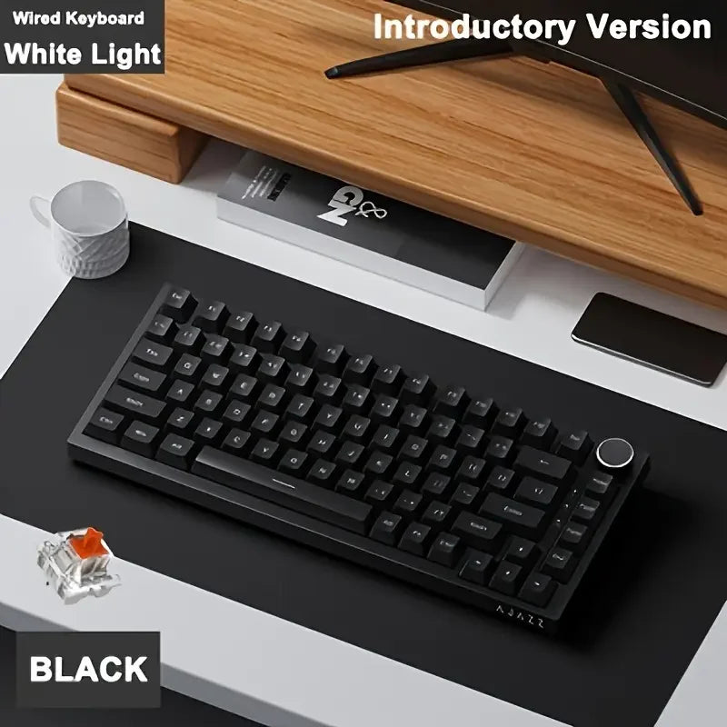 AJAZZ AK820 com fio com botões de volume rotativos, teclas hot-swap para teclados mecânicos de escritório e casa