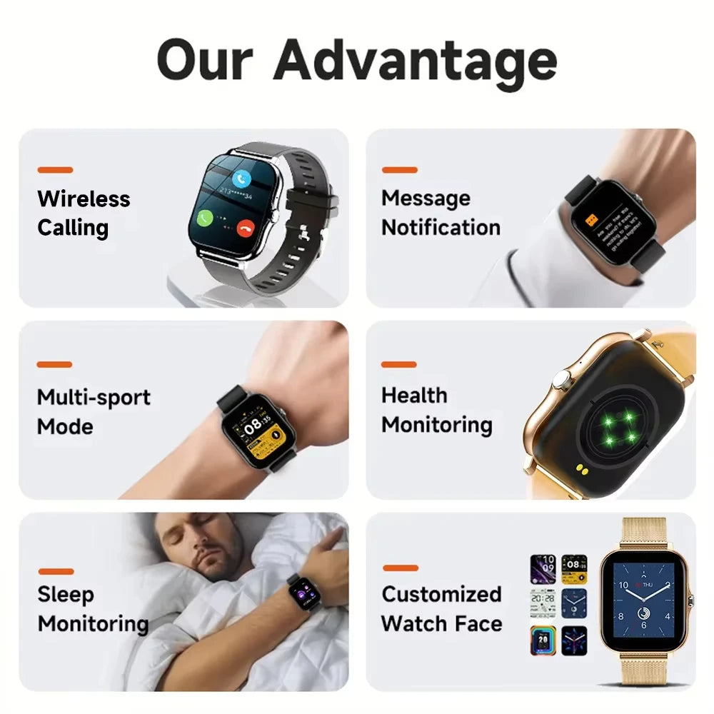 LAXASFIT 2025 Novo Relógio Inteligente para Homens Mulheres Presente Tela de Toque Completa Esportes Fitness Relógio Bluetooth Chamada Digital Smartwatch