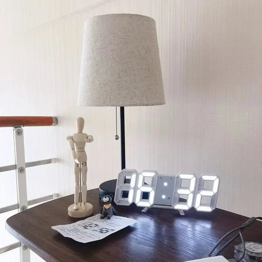 Relógio de parede digital led para decoração de casa, 3d, brilho, modo noturno, ajustável, relógio eletrônico, relógios de decoração, jardim