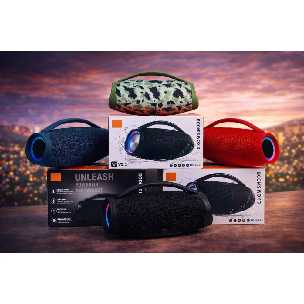 Caixa de Som Portátil Bluetooth 70W, Estilo Boombox com Alto-Falante Potente e Resistente à Água para Uso Externo