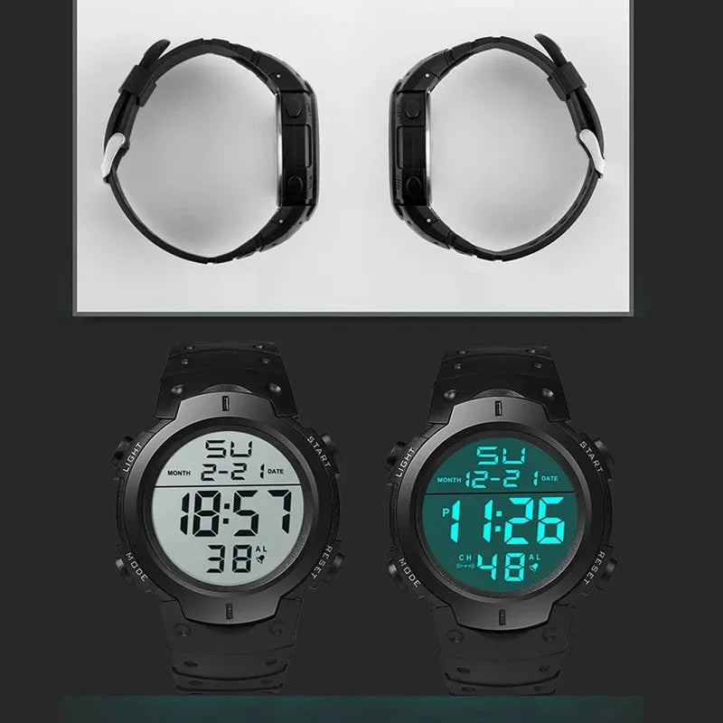 Esporte masculino led relógio digital multi-funcional borracha fitness atleta cronometragem relógio eletrônico reloj