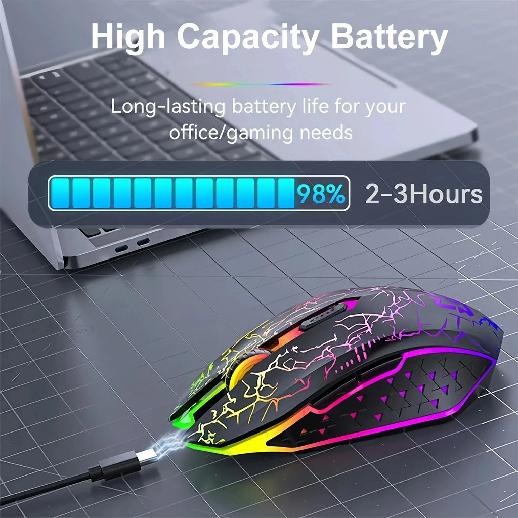 Mouse bluetooth de modo duplo rgb 2.4g, mouse sem fio para jogos, 6 botões, silencioso, para macbook, tablet, laptops, computador