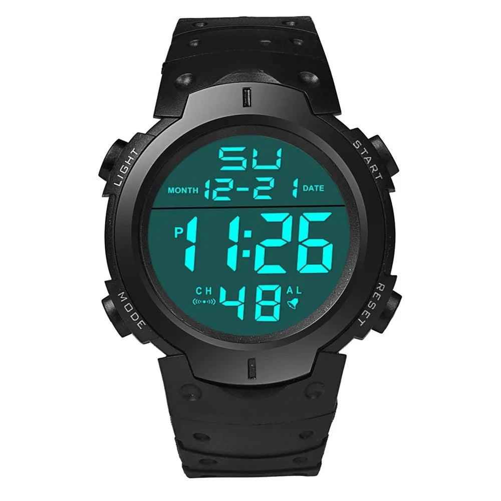 Esporte masculino led relógio digital multi-funcional borracha fitness atleta cronometragem relógio eletrônico reloj