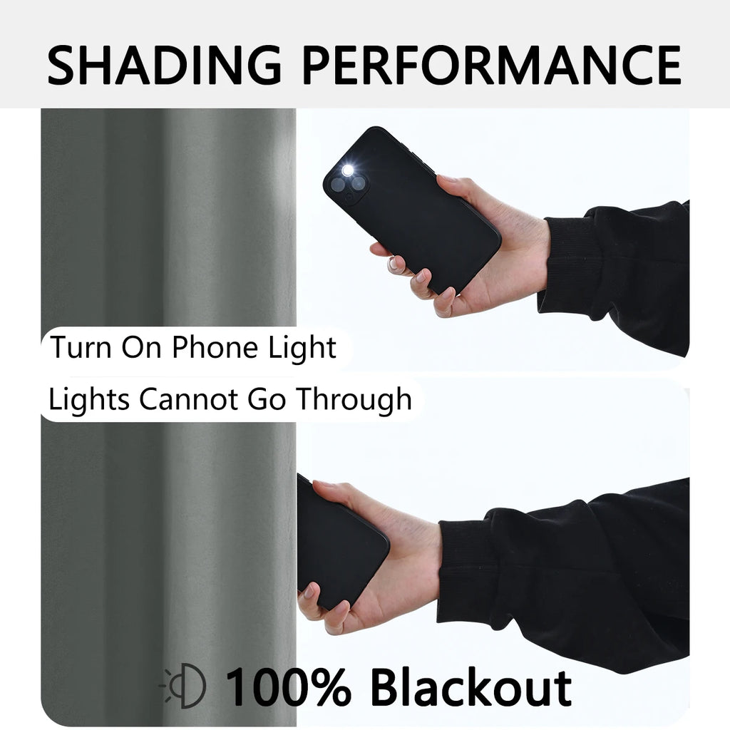 Cortinas Blackout Sólidas 100% com Ilhoses, Cortinas de Privacidade Total para Quarto, Lindas Cortinas para Sala de Estar