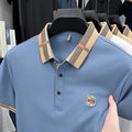 Verão masculino golfe moda 2025 camisa polo de manga curta design high-end requintado gelo seda bordado respirável camiseta