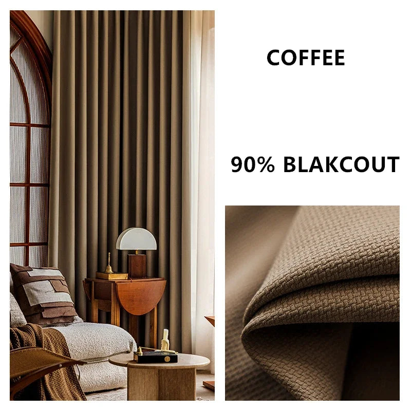 Cortinas jacquard dupla face espessadas, personalizadas, 310cm de altura, cor sólida, 80%-90%, cortinas blackout para sala de estar e quarto