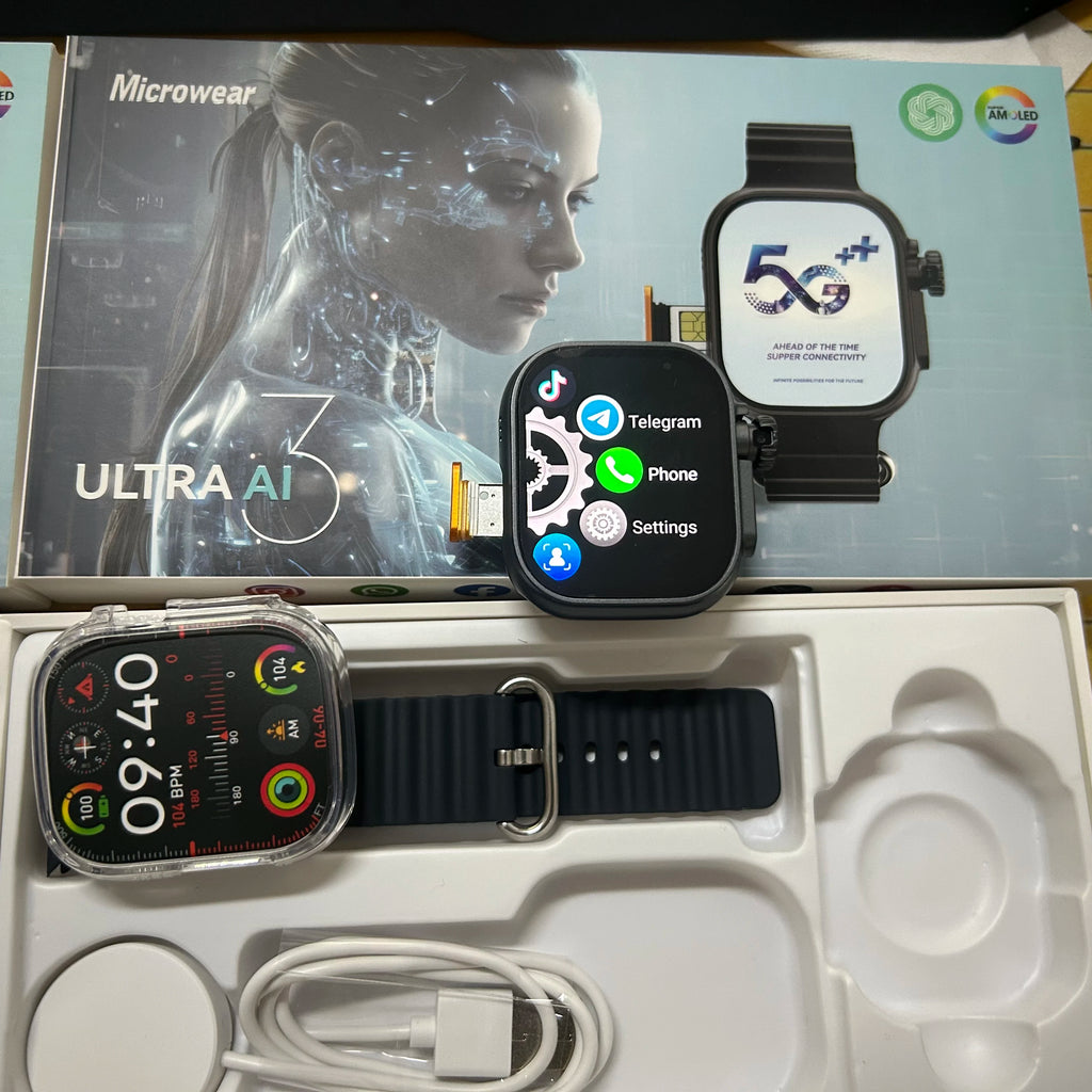 Microwear Ultra Ai3 Smartwatch 5G 180 °   Câmera rotativa Google Play GPS WIFI 2.2 polegadas Amoled HD Display 4G Chamando Smartwatch Masculino