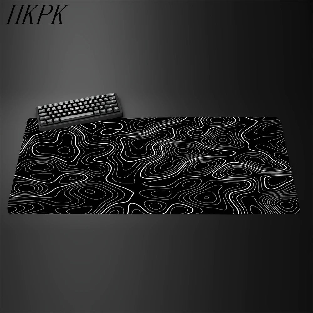 Grande tapete de mouse preto e branco mousepad jogos mousepads de borracha teclado tapetes abstrato mesa strata líquido escritório mouse pads