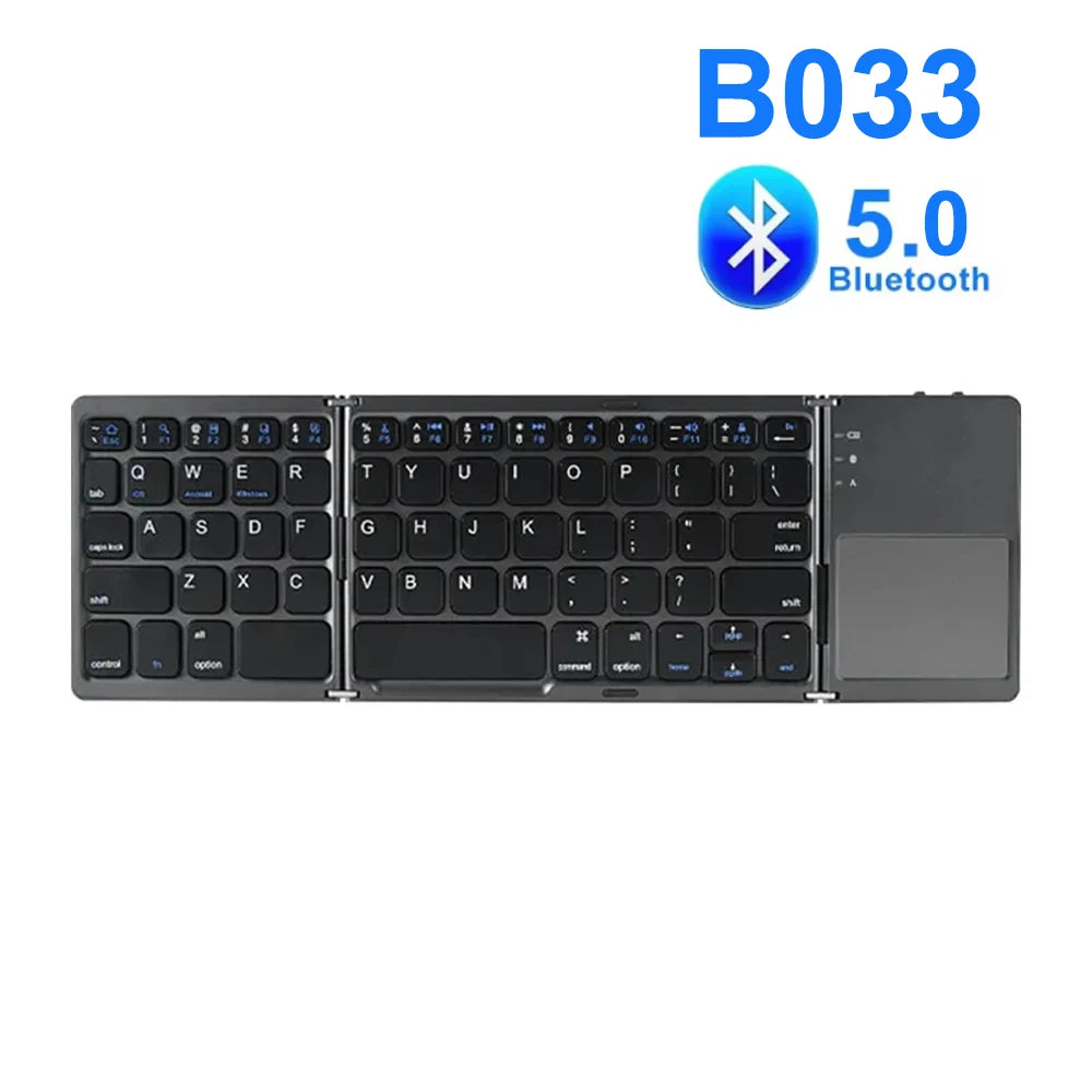 Teclado bluetooth triplo com touchpad portátil mini teclado recarregável teclado sem fio para windows android ios Tri-fold Bluetooth Keyboard with Touchpad Portable Mini Keyboard Rechargeable Keyboard Wireless Keyboard
