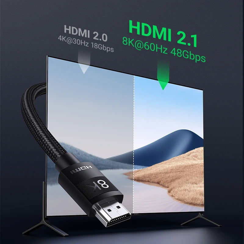 Cabo HDMI 2.1 2.0 UGREEN Ultra Alta Velocidade 4K 8K/60Hz 4K/120Hz para Xiaomi Mi Box PS5 Dolby Vision 48Gbps Compatível com HDMI
