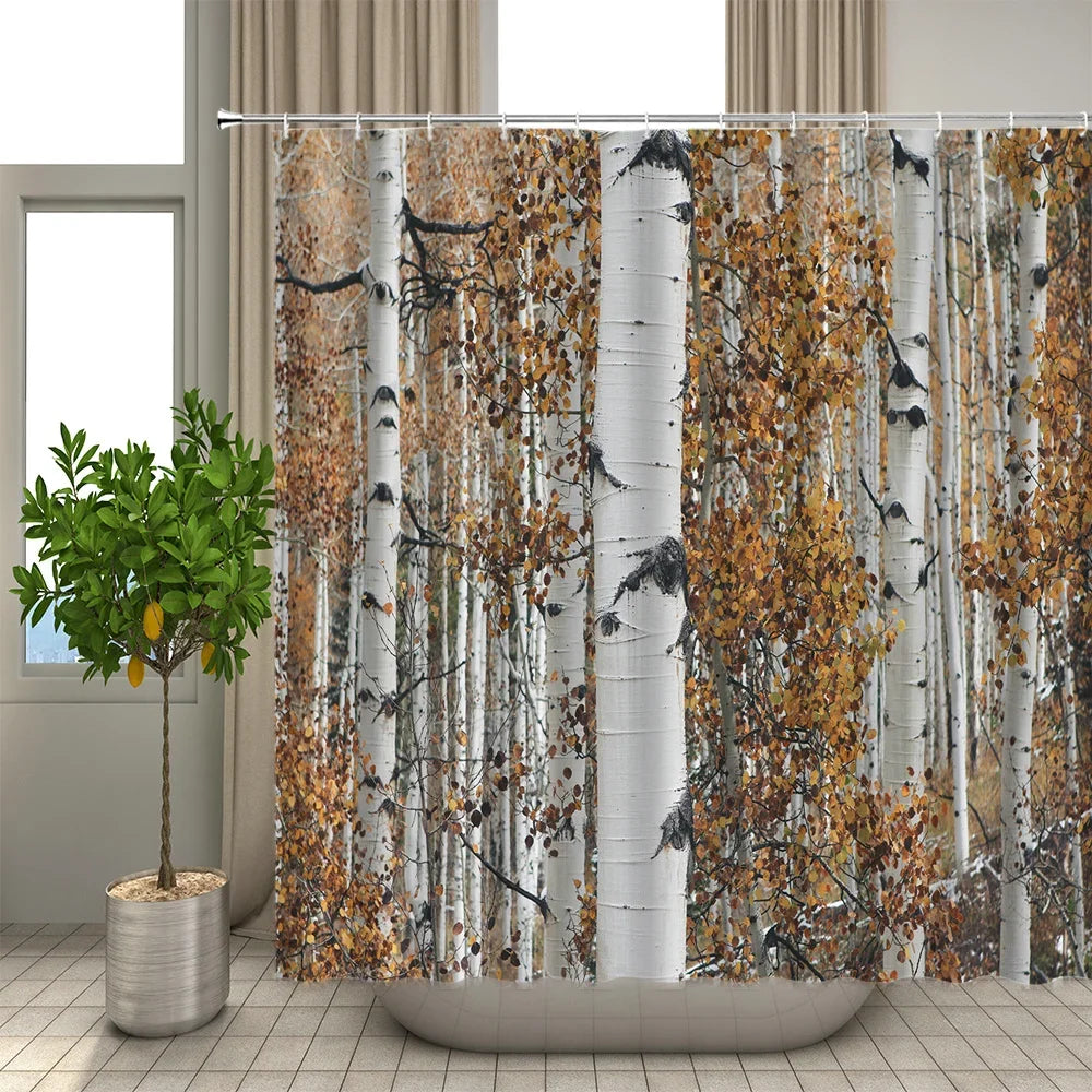 Cortina de banho 3d impressão janela cenário floresta cortinas de chuveiro 180*200cm à prova dwaterproof água cortina do banheiro tecido lavável com ganchos