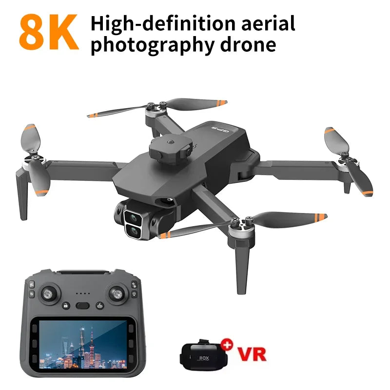 L106 drone 8k hd câmera dupla 5g wifi fpv motor sem escova evitar obstáculos com tela de controle remoto quatro eixos dron brinquedos presentes