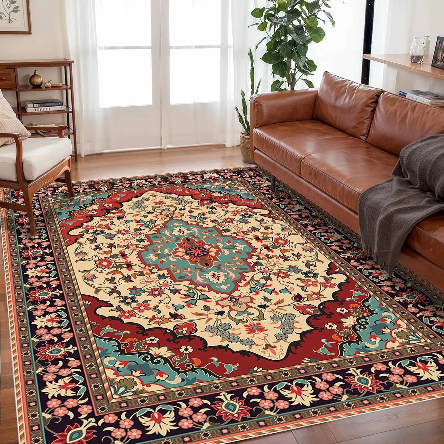 Vikama boêmio cristal veludo tapete antiderrapante para sala de estar, piso quarto tapetes tamanho grande, tapetes de sofá, estudo, decoração de casa