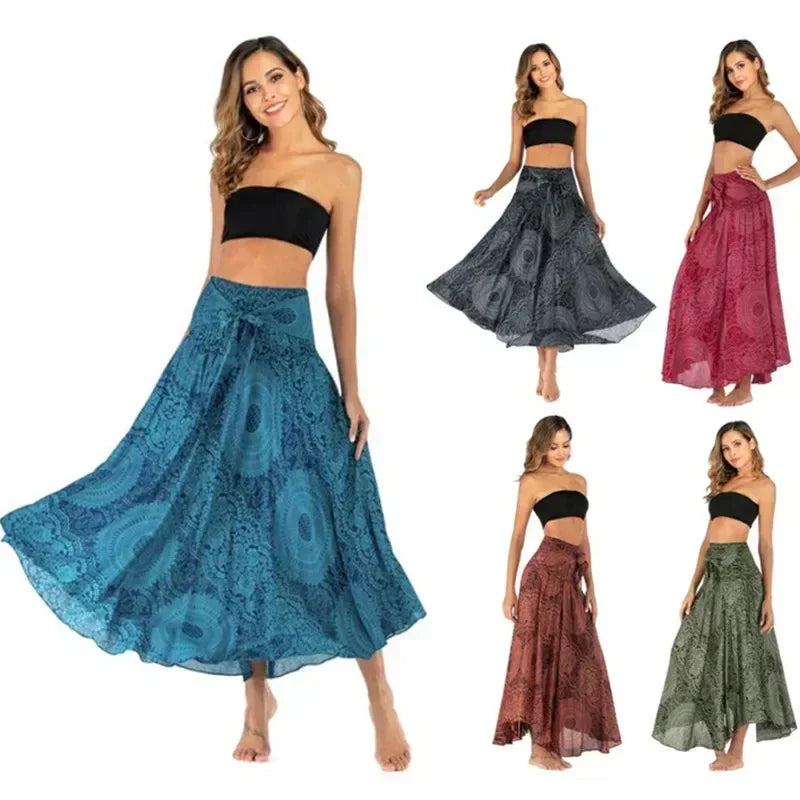 Sexy verão longo boho inferior saia feminina vintage casual ropa mujer faldas solta moda y2k maxi saias roupas femininas saia jupe