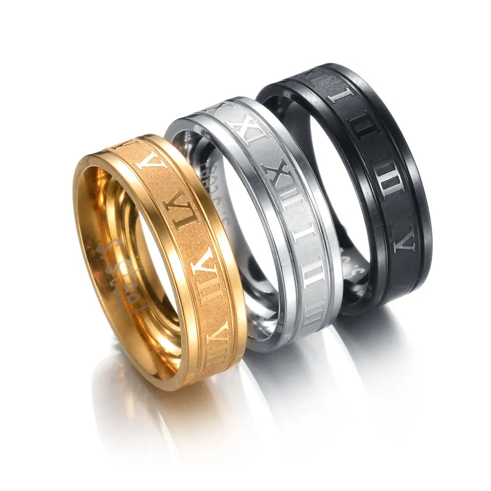 Uage 2020 vintage numerais romanos anéis masculinos temperamento moda 6mm largura anéis de aço inoxidável para homens jóias presente