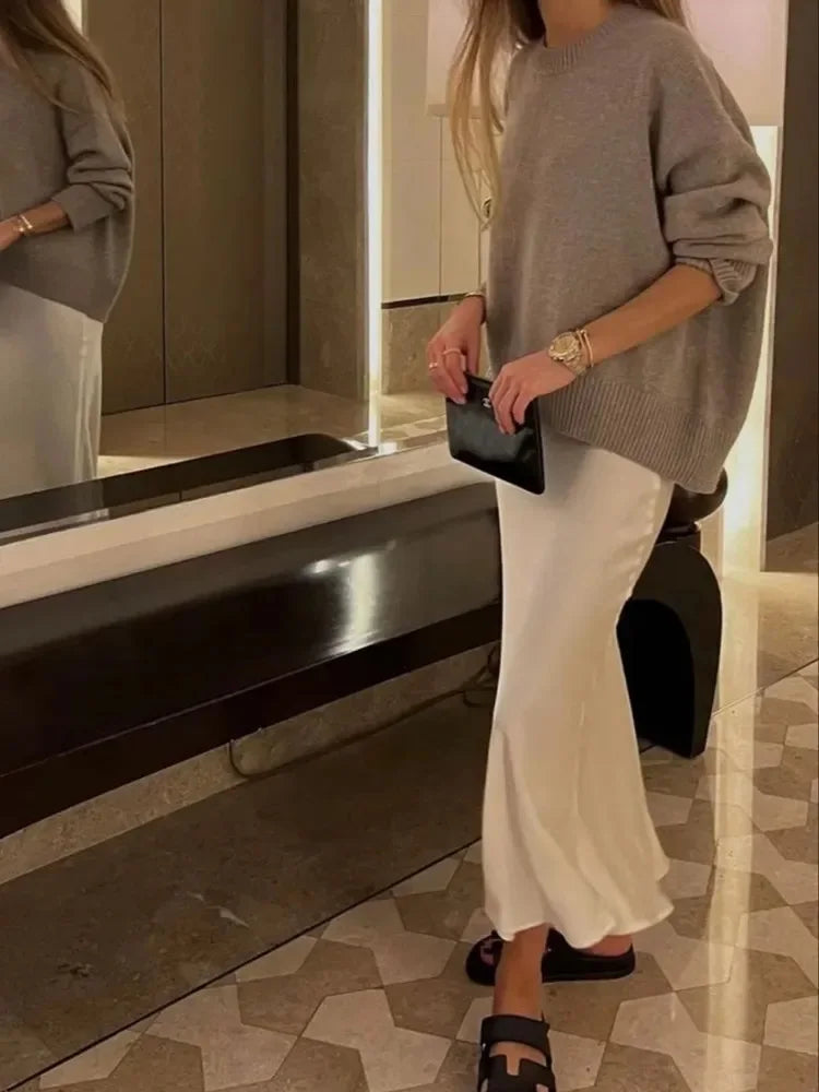 Willshela 2024 saia de cetim preto mulher cintura alta elegante saias longas para as mulheres moda verão midi saia escritório saias femininas