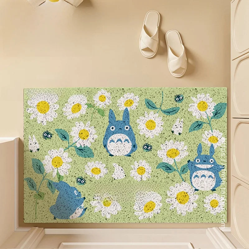 Tapete de Porta Totoro Antiderrapante Personalizável para Uso Doméstico Tapete Redondo Trançado Resistente à Sujeira para Uso...
