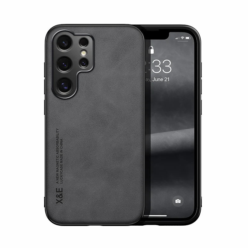 Capa de telefone ultrafina de couro de luxo para samsung galaxy s26 s25 s24 s23 s22 s21 ultra plus sensação de seda capa macia para suporte de carro
