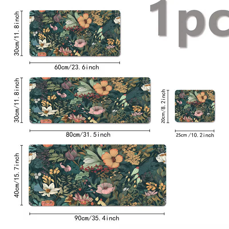 Lindas almofadas florais grande mouse pad para jogos com base de borracha antiderrapante design de costura precisa lavável e durável para uso em escritório