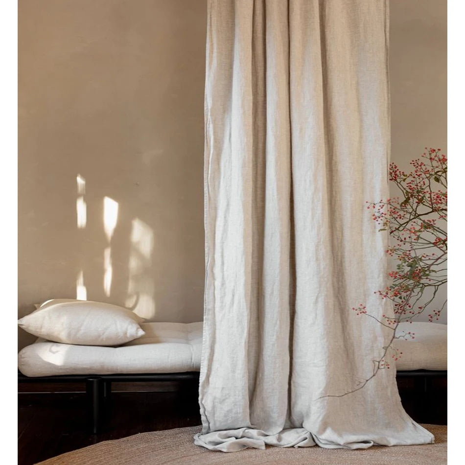 Cortina com Rod Pocket for Window, 100% Linho, Filtragem de Luz, Farmhouse Living Room, Children Bedroom, Environmental, Linen