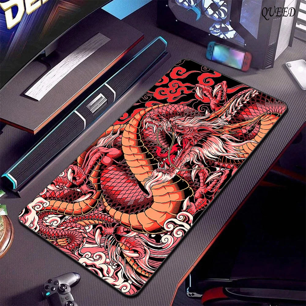 Preto e branco dragão grande mouse tapete de jogos mousepad grande base de borracha mouse pad roxo deskpad eyboard tapetes mousepads 400x900