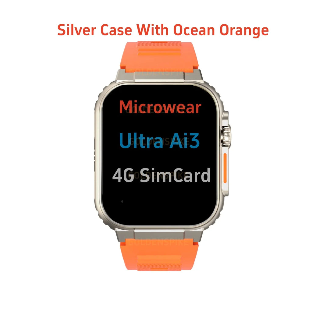 Microwear Ultra Ai3 Smartwatch 5G 180 °   Câmera rotativa Google Play GPS WIFI 2.2 polegadas Amoled HD Display 4G Chamando Smartwatch Masculino